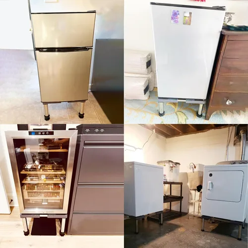Vista 7 de Mini soporte para refrigerador de 5.5 a 6.7 pulgadas de altura, base universal ajustable con 4 pies fuertes, soporte multifuncional para lavadora