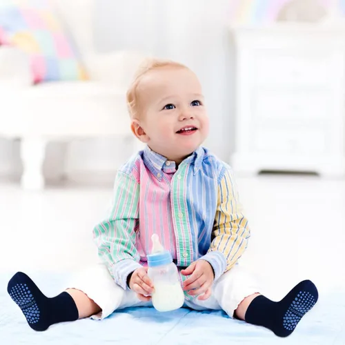 Vista 2 de Tphon Calcetines para niños pequeños con pinzas para niños y niñas, calcetines antideslizantes para niños, 15 pares de calcetines de media