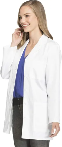 Vista 3 de Cherokee Scrubs bata de laboratorio con botones y cinturón en la espalda, 32 pulgadas, para mujer