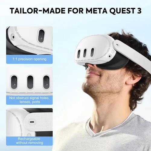 Vista 2 de MoKo VR Accessories for Meta Quest 3, VR Headset Protective Shell Cover for Oculus Quest 3 Included VR Shell Cover and 6-Pack Lens Tempered Glass