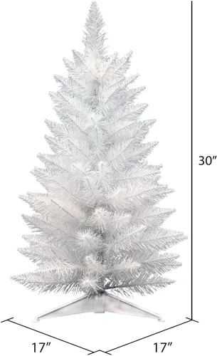 Vista 3 de Vickerman Unlit árbol de navidad artificial de pluma de abeto delgado, con destello, Sintético, Sin iluminar, 30