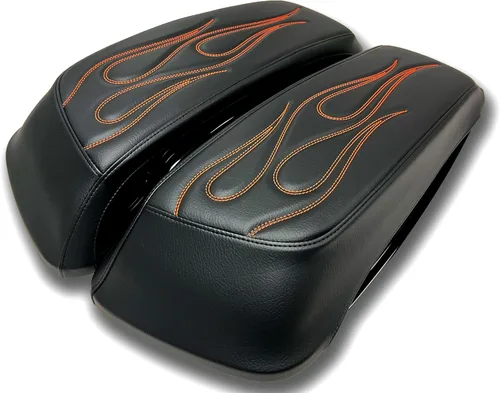 Vista 12 de 2014-2023 Fundas de tapa de alforja premium Flame para Harley Davidson Negro
