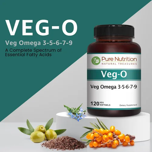 Vista 2 de Pure Nutrition Vegano Omega 3-5-6-7-9 120 cápsulas blandas 600 mg por porción de 2 cápsulas blandas Suplemento multiOmega para la salud