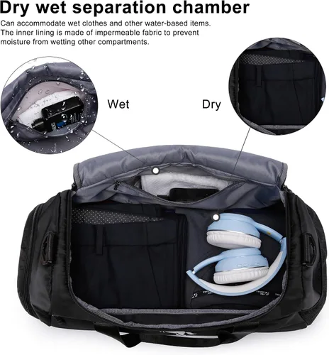 Vista 4 de Bolsa de gimnasio, Negro -, Bolsa de gimnasio Bolsa de lona