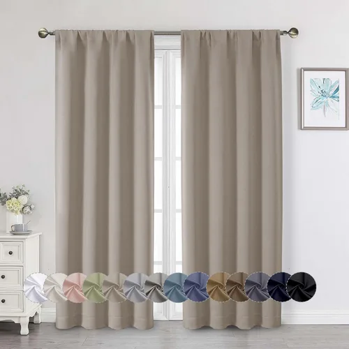 Vista 49 de Cortinas opacas para dormitorio, sala de estar, juego de 2 paneles de 54 pulgadas de largo, cortinas de oscurecimiento de habitación con aislamiento
