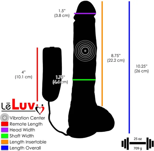 Vista 4 de LeLuv Vibrador pene venoso realista de 10 pulgadas con ventosa gruesa larga chocolate