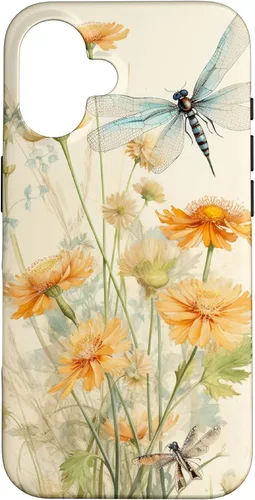 Vista 32 de Cute Vintage Illustration Daisy Flowers Dandelion Dragonfly Case for iPhone 17