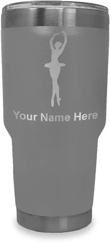 Vista 39 de LaserGram Vaso aislado al vacío de 20 onzas, bailarina de ballet, grabado personalizado incluido (negro)