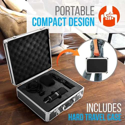 Vista 2 de Pyle Usa - Kit de grabación de podcast de micrófono USB – Micrófono de condensador cardioide de audio con soporte de escritorio y filtro Pop