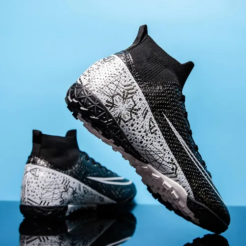 Vista 8 de Zapatos de fútbol para hombre, con cordones, antideslizantes, para interiores, fútbol sala, TF, tacos de césped