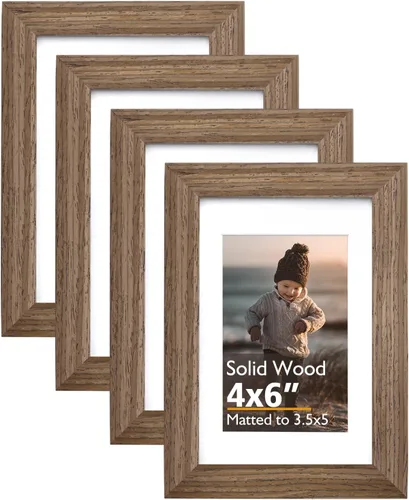 Vista 139 de KINLINK Marco de fotos de 3.5 x 5 pulgadas, color negro ceniza, marcos de madera maciza con plexiglás para mesa y montaje en pared, marcos de fotos