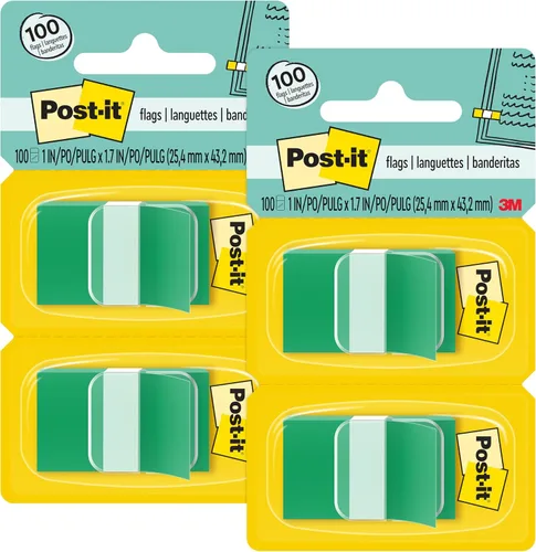 Vista 13 de Post-it Banderas, 50 por dispensador, paquete de 2 dispensadores, 1 pulgada de ancho, verde brillante (680-BG2)
