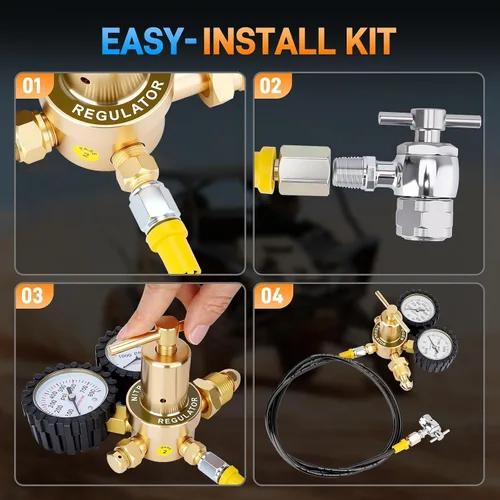 Vista 5 de Kit regulador de nitrógeno, herramienta de llenado de choque de nitrógeno de 4000PSI con portabrocas y medidor Schrader sin pérdidas
