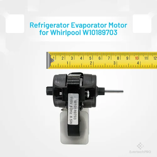 Vista 3 de EvertechPRO Motor del ventilador del evaporador del refrigerador W10189703 para Whirlpool 2214986 10449505 10449506 1469124