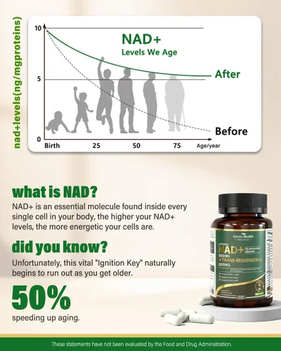 Vista 2 de Suplemento liposomal de resveratrol NAD+ - Alternativa NMN con trans-resveratrol, quercetina y fisetina - NAD Plus Booting para mujeres y hombres