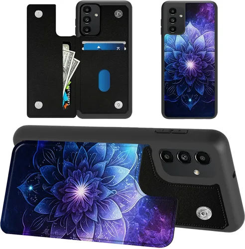 Vista 11 de Funda tipo cartera para Samsung Galaxy A14 5G con tarjetero y bloqueo RFID, piel sintética suave, función atril, cierre magnético, funda delgada