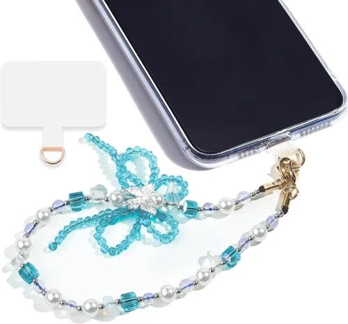 Vista 10 de Correa de muñeca con cuentas de mármol para mujer, diseño desmontable 304 Steel Core, detachable phone wristlet with tether tab, keeps your phone