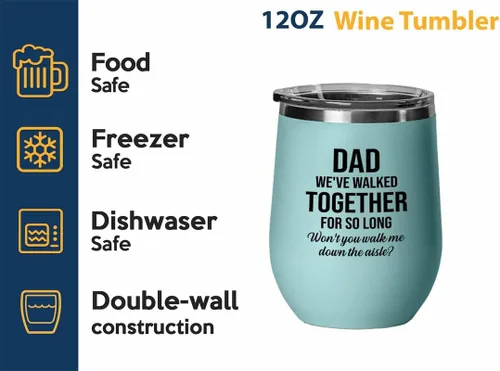 Vista 2 de Bride Proposal Teal Edition Vaso de vino de 12 onzas – Caminados juntos por tanto tiempo – Propuesta de regalo para papá, padrastro, abuelo, padre