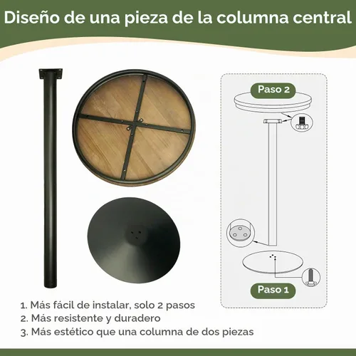 Vista 7 de Mesa de bar redonda de 42 pulgadas de altura con parte superior de madera maciza y base de metal resistente, mesa de pub industrial rústica