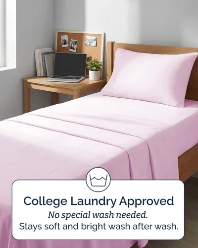 Vista 645 de Extra Deep Twin XL Sheet Set - 3 Piece College Dorm Room - White 01-Blanco