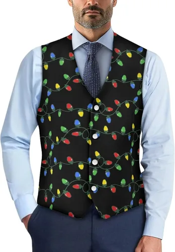 Vista 23 de TODIYADDU Single Breasted Sleeveless Vest for Men Tuxedo Vest Mushroom