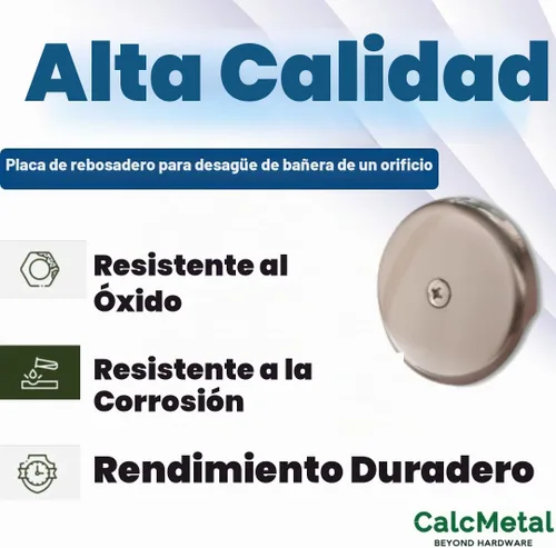 Vista 4 de Placa de desagüe de bañera de un solo orificio con tornillos a juego, fácil de instalar, níquel satinado