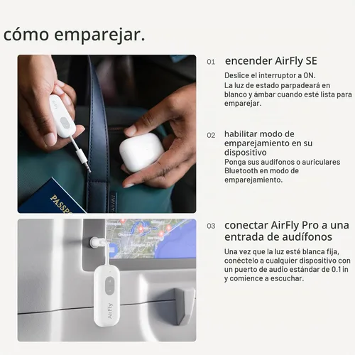 Vista 7 de Twelve South AirFly SE Adaptador de transmisor de audio inalámbrico Bluetooth para AirPods/auriculares, batería de más de 20 horas, funciona