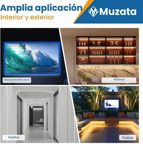 Vista 6 de Muzata Paquete de 12 cadenas de luces cuadradas de aluminio de 16.5