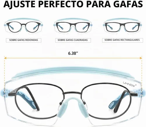 Vista 2 de UKNOW Gafas de seguridad sobre anteojos, gafas de seguridad antivaho ANSI Z87.1, gafas protectoras ajustables