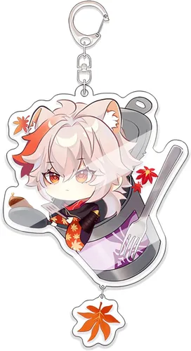 Vista 5 de Ptdwaz Genshin Impact - Juego de 6 llaveros de acrílico con figura linda, Genshin Impact Gifts Llaveros con llavero
