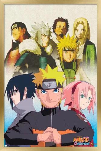 Vista 13 de Trends International Naruto Shippuden - Póster de pared de arte clave, 14.725 x 22.375 pulgadas, versión enmarcada de madera de granero