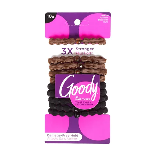Vista 13 de Goody Ouchless Forever - Bandas elásticas para el cabello, 10 unidades, color negro, bandas sin daños, lazos elásticos 3 veces más fuertes