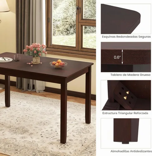 Vista 6 de GIANTEX - Mesa de comedor rectangular de 48 x 27.5 pulgadas con patas de madera, para espacios pequeños, apartamento, sala de estar, comedor, carga
