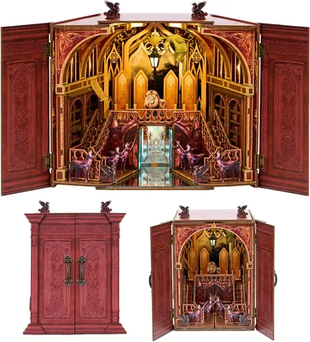 Vista 9 de TOYQI Kit de Rincón de Libros, Kits de Rincón de Libros para Adultos, Kit de Casa de Muñecas en Miniatura DIY Rompecabezas de Madera 3D Booknook