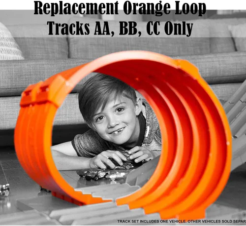 Vista 4 de Piezas de repuesto para Hot Wheels Playset FTH77 - Track Builder System Race Crate Die-Cast Car Track ~ Reemplazo Orange Loop Tracks AA, BB, CC