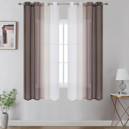 Vista 10 de Cortinas transparentes de color azul marino y negro para sala de estar, 52