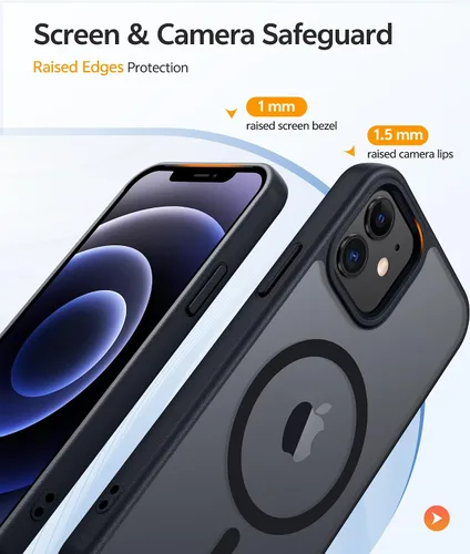Vista 4 de FNTCASE Funda para iPhone 13 Mini: para iPhone 12 Mini [compatible con Magsafe] Funda magnética translúcida mate para teléfono, protección contra