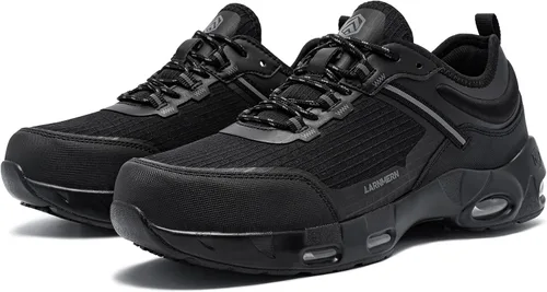 Vista 7 de LARNMERN Zapatos de punta de acero para hombre, con amortiguación de aire, antideslizantes, zapatos de trabajo de seguridad, cómodos, transpirables
