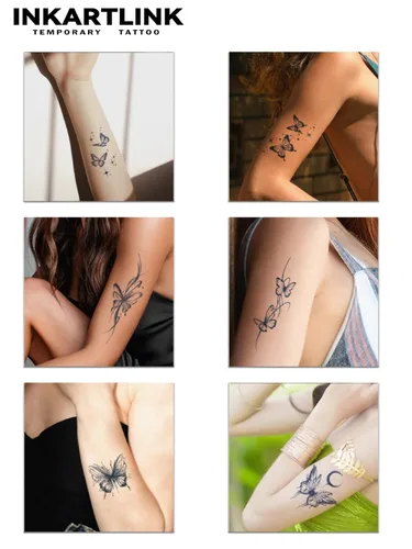 Vista 2 de INKARTLINK 6 hojas de tatuajes temporales, tatuajes semipermanentes, tatuajes falsos, 1-2 semanas de tatuaje, para mujeres maduras y elegantes