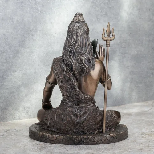 Vista 3 de Veronese Design Lord Shiva en meditación Pose Hindú Dios fundido en frío Resina Acabado Bronce Antiguo Estatua Escultura