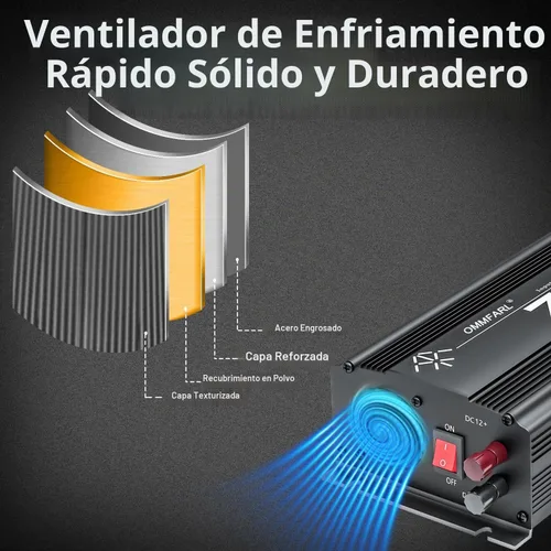 Vista 7 de Inversor de corriente de onda sinusoidal modificada de 750 W, CC 12 V a CA