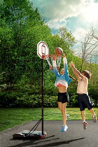 Vista 2 de Play22 Aro de baloncesto ajustable para niños, altura de 5 a 7 pies, aro de baloncesto portátil para niños, adolescentes, jóvenes y adultos