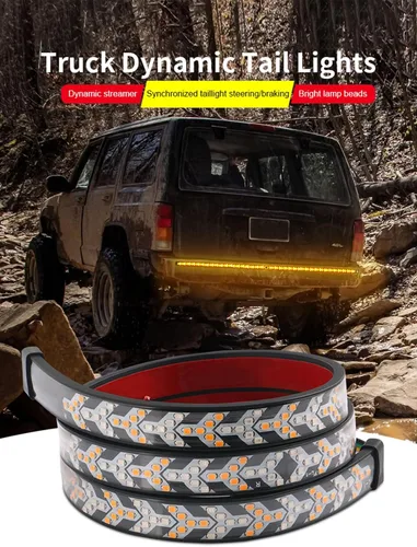 Vista 7 de TOPKU Tira de luz trasera LED para camioneta pickup, barra de luz dinámica para portón trasero del camión, tira flexible de 120 cm con luces