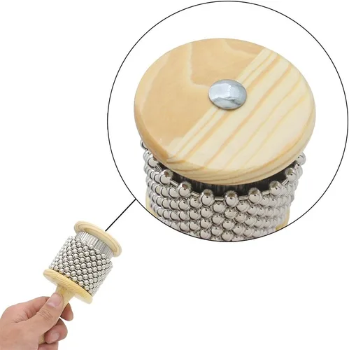 Vista 9 de Instrumento de madera de la percusión de la coctelera de la mano del estallido de Cabasa con los granos del metal