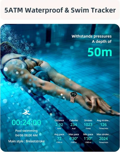 Vista 2 de Parsonver Smart Watch, 5ATM Waterproof Swimming Watch, Smartwatch for Women with Bluetooth Calls, Fitness Tracker Heart Rate Sleep Monitor