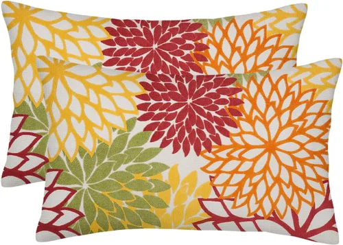 Vista 27 de Fundas de almohada azul marino verde 16x16 pulgadas, juego de 2 fundas de almohada rústicas, almohadas decorativas de aguamarina naranja floral