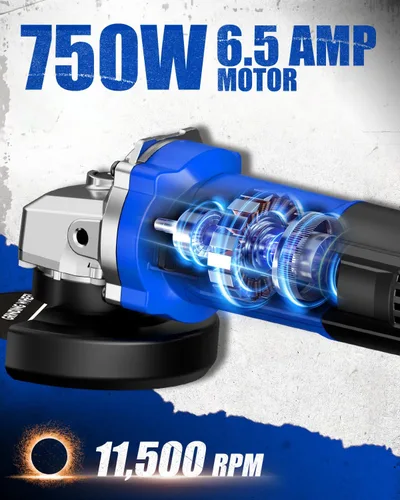 Vista 2 de AVID POWER Amoladora angular de 4-1/2 pulgadas, amoladora eléctrica de 750 W, 6.5 amperios, 11500 RPM, con muelas, mango auxiliar, llave