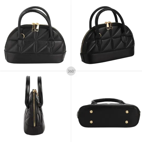 Vista 4 de Bolso de mano con forma de cúpula de charol para mujer, con forma de concha, mini bolso con asa superior