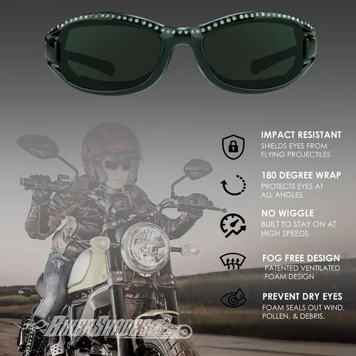 Vista 4 de Bikershades Gafas de sol de motocicleta acolchadas de espuma PETITE para mujeres niñas y niños