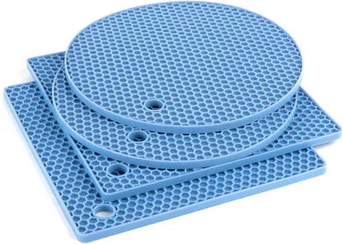 Vista 11 de Joyhalo Salvamanteles para platos calientes, almohadillas calientes para cocina, soportes de silicona para ollas y sartenes calientes, alfombrillas